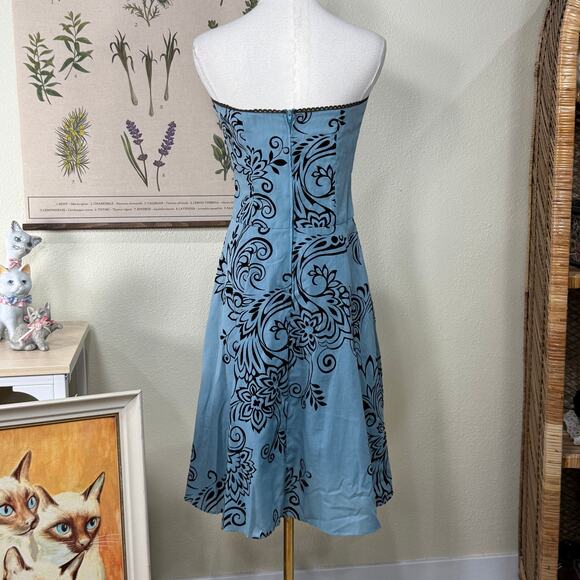 Vintage 90s Y2k Velvet Floral Strapless Dress Lolita Coquette Rococo Fairy S - Picture 3 of 4